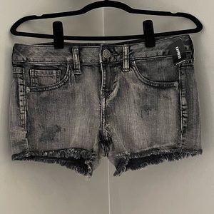 Express Distressed Black Jean Shorts